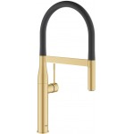 Kitchen tap Deck-mounted material: Brass with shower, color: Gold surface: Brushed Deck-mounted