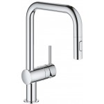Kitchen tap Deck-mounted material: Brass with shower, color: Chrome surface: Glossy