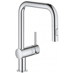 Kitchen tap Deck-mounted material: Brass with shower, color: Chrome surface: Glossy Deck-mounted