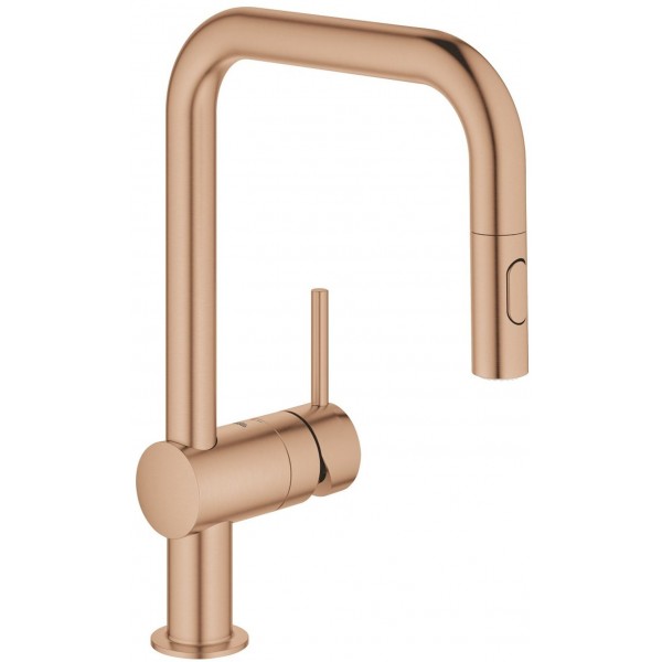 Kitchen tap Deck-mounted material: Brass with shower, color: Pink Gold surface: Brushed Deck-mounted Kitchen tap Deck-mounted material: Brass with shower, color: Pink Gold surface: Brushed Deck-mounted
