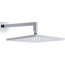 Κεφαλή ντους επίτοιχος τύπος 25x25 από ABS 1 ροής & βραχίονα 35cm, χρώμα: Χρωμέ επιφάνεια: Γυαλιστερή Κεφαλές ντους