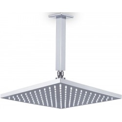 Κεφαλή ντους οροφής 25x25 από ABS 1 ροής & βραχίονα 20cm, χρώμα: Χρωμέ επιφάνεια: Γυαλιστερή Κεφαλές ντους