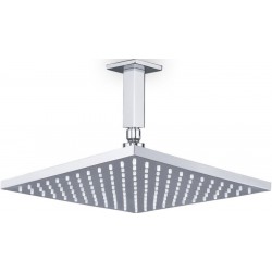 Κεφαλή ντους οροφής 25x25 από ABS 1 ροής & βραχίονα 10cm, χρώμα: Χρωμέ επιφάνεια: Γυαλιστερή Κεφαλές ντους