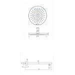 Κεφαλή ντους επίτοιχος τύπος 25x25 από ABS 1 ροής & βραχίονα 35cm, χρώμα: Χρωμέ επιφάνεια: Γυαλιστερή Κεφαλές ντους
