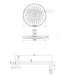 Κεφαλή ντους επίτοιχος τύπος 20x20 από ABS 1 ροής & βραχίονα 35cm, χρώμα: Χρωμέ επιφάνεια: Γυαλιστερή Κεφαλές ντους