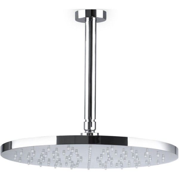 Κεφαλή ντους οροφής 25x25 από ABS 1 ροής & βραχίονα 20cm, χρώμα: Χρωμέ επιφάνεια: Γυαλιστερή Κεφαλές ντους