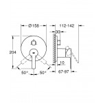 Μπαταρία ντουζιέρας εντοιχιζόμενη εξωτερικό μέρος 3 εξόδων αναμεικτική από ορείχαλκο με πλακέτα brushed hard graphite, χρώμα: Μαύρο επιφάνεια: Βουρτσισμένη Εντοιχιζόμενες εξωτερικό μέρος