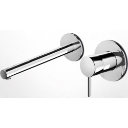 Wash basin tap Wall-mounted concealed - complete set 2 holes material: Brass With push-open waste set 18cm, color: Chrome surface: Glossy Wall-mounted - external part