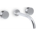 Wash basin tap Wall-mounted concealed - complete set 3 holes material: Brass With push-open waste set 20cm, color: Chrome surface: Glossy Wall-mounted - external part