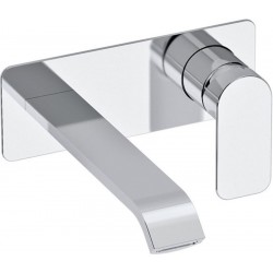 Wash basin tap Wall-mounted concealed - complete set material: Brass With plate With push-open waste set 19,8cm, color: Chrome surface: Glossy Wall-mounted - external part