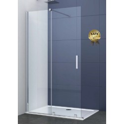 Καμπίνα ντουζιέρας ευθύγραμμη 150x200 8mm συρόμενη & βραχίονας,  (σταθερό μέρος 50cm, συρόμενο μέρος 100cm) επιφάνεια: Γυαλιστερή, χρώμα: Χρωμέ Ευθύγραμμες