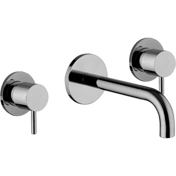 Wash basin tap Wall-mounted - external part 3 holes dual-level With push-open waste set, color: Chrome 20cm material: Brass surface: Glossy Wall-mounted - external part Wash basin tap Wall-mounted - external part 3 holes dual-level With push-open waste set, color: Chrome 20cm material: Brass surface: Glossy Wall-mounted - external part