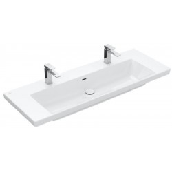 Νιπτήρας ένθετος 130x47 από πορσελάνη white alpine με δύο οπές με υπερχείλιση, χρώμα: Λευκό επιφάνεια: Γυαλιστερή Ένθετοι