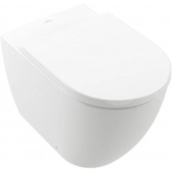 Floor standing toilet & toilet seat soft closing, style: Wrapover back to wall horizontal outlet p Rimless AntiBacterial TwistFlush 60x37 surface: Glossy, color: White Floor standing