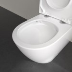 Floor standing close-coupled toilet & flushing cistern & toilet seat soft closing, style: Wrapover back to wall horizontal outlet p Rimless, white alpine TwistFlush 72,5x37 surface: Glossy, color: White Floor standing close-coupled
