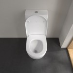Floor standing close-coupled toilet & flushing cistern & toilet seat soft closing, style: Wrapover back to wall horizontal outlet p Rimless, white alpine TwistFlush 72,5x37 surface: Glossy, color: White Floor standing close-coupled
