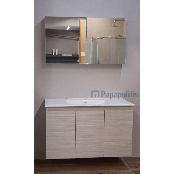 Bathroom furniture set with washbasin 100x46x60 material: Wood composite wall mounted, color: Wood Oak Bathroom furniture sets