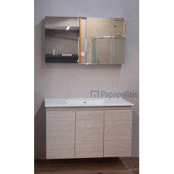 Έπιπλο μπάνιου κομπλέ με νιπτήρα, 100x46x60 από ξύλο συνθετικό επίτοιχου τύπου χωρίς φωτιστικό, ivory, χρώμα: Ξύλο Δρυς Έπιπλα μπάνιου κομπλέ