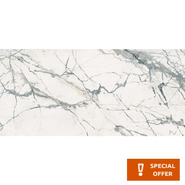 Floor tiles 120x260 Italy lucido, style: marble 1st choice rettificato surface: Glossy, hue: White/Grey Plain tiles