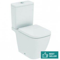 Σετ Λεκάνη επιδαπέδια ΧΠ (χαμηλής πίεσης) + Καζανάκι + Κάλυμμα soft closing Rimless Wrapover πίσω σιφώνι P 66,5x36 επιφάνεια: Γυαλιστερή, χρώμα: Λευκό