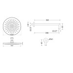 Κεφαλή ντους επίτοιχος τύπος 30x30 από ABS 1 ροής με βραχίονα 35cm, inox finish, χρώμα: Χρωμέ επιφάνεια: Βουρτσισμένη Κεφαλές ντους