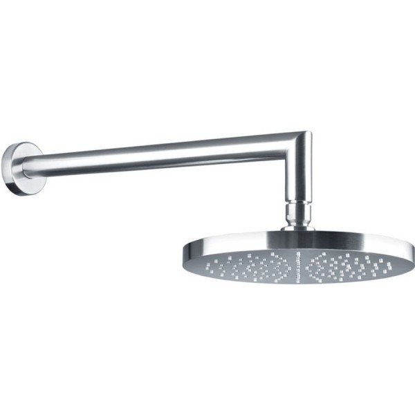 Κεφαλή ντους επίτοιχος τύπος 30x30 από ABS 1 ροής με βραχίονα 35cm, inox finish, χρώμα: Χρωμέ επιφάνεια: Βουρτσισμένη Κεφαλές ντους
