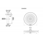 Κεφαλή ντους οροφής 30x30 από ABS 1 ροής με βραχίονα 10cm, inox finish, χρώμα: Χρωμέ επιφάνεια: Βουρτσισμένη Κεφαλές ντους