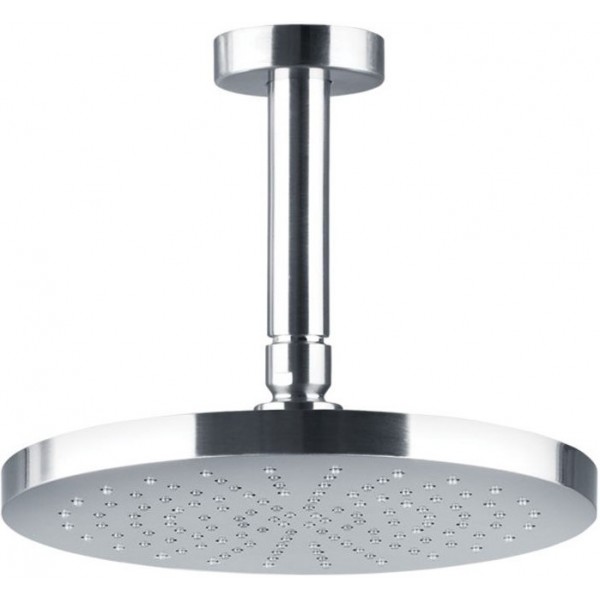 Κεφαλή ντους οροφής 30x30 από ABS 1 ροής με βραχίονα 10cm, inox finish, χρώμα: Χρωμέ επιφάνεια: Βουρτσισμένη Κεφαλές ντους