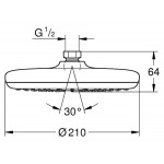 Shower head Wall-mounted / Ceiling-mounted 21x21 material: ABS, style: 1 spray, color: Chrome surface: Glossy Overhead showers
