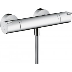Shower tap Wall-mounted exposed material: Brass thermostatic without hand shower, hose and holder 1001CL, color: Chrome surface: Glossy