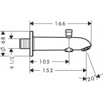 Spout (Nozzle) 15,2cm Wall-mounted material: Brass, color: Chrome surface: Glossy Bath spouts Spout (Nozzle) 15,2cm Wall-mounted material: Brass, color: Chrome surface: Glossy Bath spouts