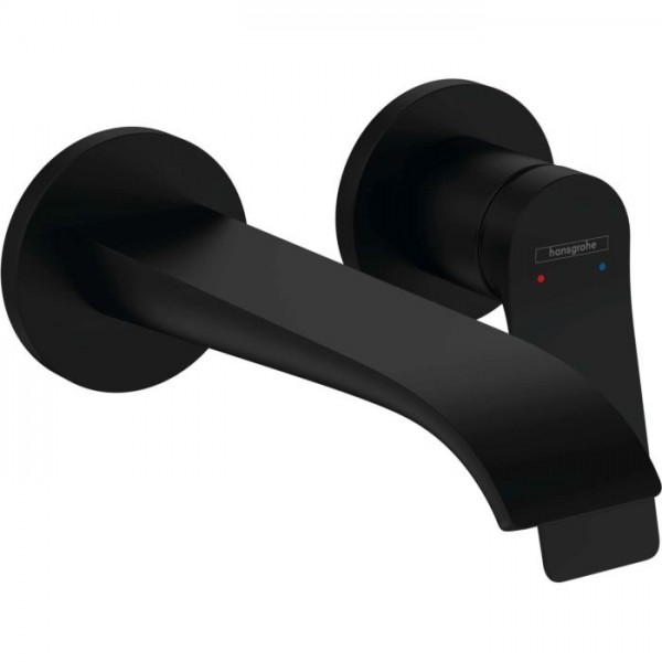 Wash basin tap Wall-mounted - external part 2 holes mixer With non-closing waste set, color: Black material: Brass surface: Matt Wall-mounted - external part