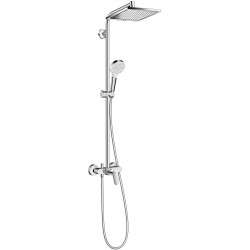 Shower tap with showerpipe and overhead shower Wall-mounted material: Brass mixer 240, 119,1cm, color: Chrome surface: Glossy Wall-mounted exposed with showerpipe and overhead shower