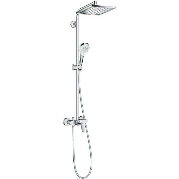 Shower tap with showerpipe and overhead shower Wall-mounted material: Brass mixer 240, 119,1cm, color: Chrome surface: Glossy Wall-mounted exposed with showerpipe and overhead shower Shower tap with showerpipe and overhead shower Wall-mounted material: Brass mixer 240, 119,1cm, color: Chrome surface: Glossy Wall-mounted exposed with showerpipe and overhead shower