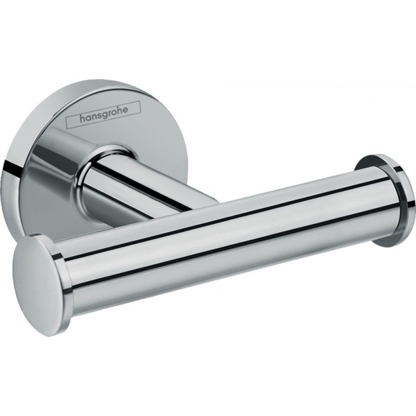 Hook double Flat wall mounted material: Brass, color: Chrome surface: Glossy Hooks