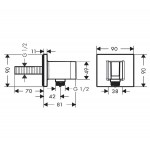 Στήριγμα ντους με παροχή σταθερό από ορείχαλκο τετράγωνο, 90mm, χρώμα: Χρωμέ επιφάνεια: Γυαλιστερή Στηρίγματα ντους
