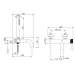 Bathtub tap Wall-mounted exposed material: Brass with hand shower, hose and holder mixer, color: Chrome surface: Glossy Wall-mouned exposed Bathtub tap Wall-mounted exposed material: Brass with hand shower, hose and holder mixer, color: Chrome surface: Glossy Wall-mouned exposed