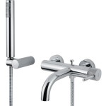 Bathtub tap Wall-mounted exposed material: Brass with hand shower, hose and holder mixer, color: Chrome surface: Glossy Wall-mouned exposed Bathtub tap Wall-mounted exposed material: Brass with hand shower, hose and holder mixer, color: Chrome surface: Glossy Wall-mouned exposed
