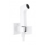 Σύστημα ντους μπιντέ εξωτερικό μέρος αναμεικτικό 1 ροής  Ecosmart με στήριγμα & σπιράλ 1,25m από ορείχαλκο, χρώμα: Λευκό επιφάνεια: Ματ Συστήματα ντους μπιντέ εντοιχιζόμενα