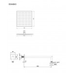 Κεφαλή ντους επίτοιχος τύπος 30x30 από ABS 1 ροής με βραχίονα 35cm, inox finish, χρώμα: Χρωμέ επιφάνεια: Βουρτσισμένη Κεφαλές ντους
