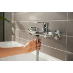 Bathtub tap Wall-mounted exposed material: Brass without hand shower, hose and holder mixer, color: Chrome surface: Glossy Wall-mouned exposed