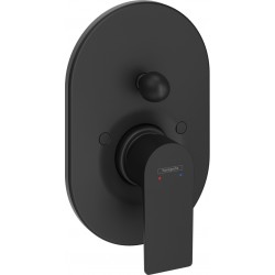 Μπαταρία ντουζιέρας εντοιχιζόμενη 2 εξόδων αναμεικτική από ορείχαλκο με πλακέτα κομπλέ, χρώμα: Μαύρο επιφάνεια: Ματ Εντοιχιζόμενες εξωτερικό μέρος