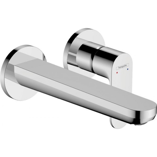 Wash basin tap Wall-mounted - external part 2 holes mixer With non-closing waste set, color: Chrome 20cm material: Brass surface: Glossy Wall-mounted - external part