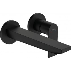 Wash basin tap Wall-mounted - external part 2 holes mixer With non-closing waste set, color: Black 20cm material: Brass surface: Matt