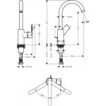 Wash basin tap Deck-mounted L size material: Brass mixer With pop-up waste set 210, color: Black surface: Matt Deck-mounted Wash basin tap Deck-mounted L size material: Brass mixer With pop-up waste set 210, color: Black surface: Matt Deck-mounted