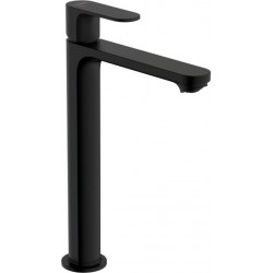 Wash basin tap Deck-mounted for free-standing washbasin material: Brass mixer With pop-up waste set 240 CoolStart, color: Black surface: Matt Deck-mounted