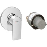 Shower tap Wall-mounted concealed - complete set 1 way material: Brass mixer With plate without hand shower, hose and holder, color: Chrome surface: Glossy Wall-mounted - external part