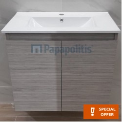 Βάση επίπλου χωρίς νιπτήρα 70x46x60 από ξύλο συνθετικό Ivory επίτοιχου τύπου, χρώμα: Ξύλο Γκρι