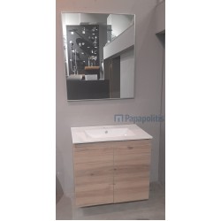 Bathroom furniture set with washbasin 70x46x45 material: Wood composite wall mounted, color: Wood Oak Bathroom furniture sets