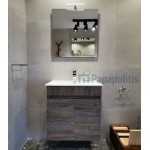 Bathroom furniture set with washbasin 59x60x35 material: Wood composite wall mounted, color: Wood Grey